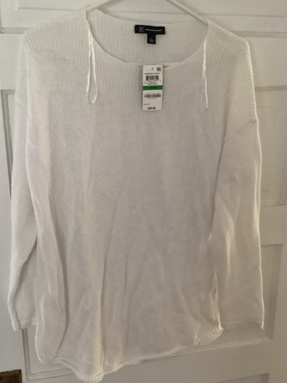 INC International Concepts Cream Scoop-Neck Lightweight Knit Sweater